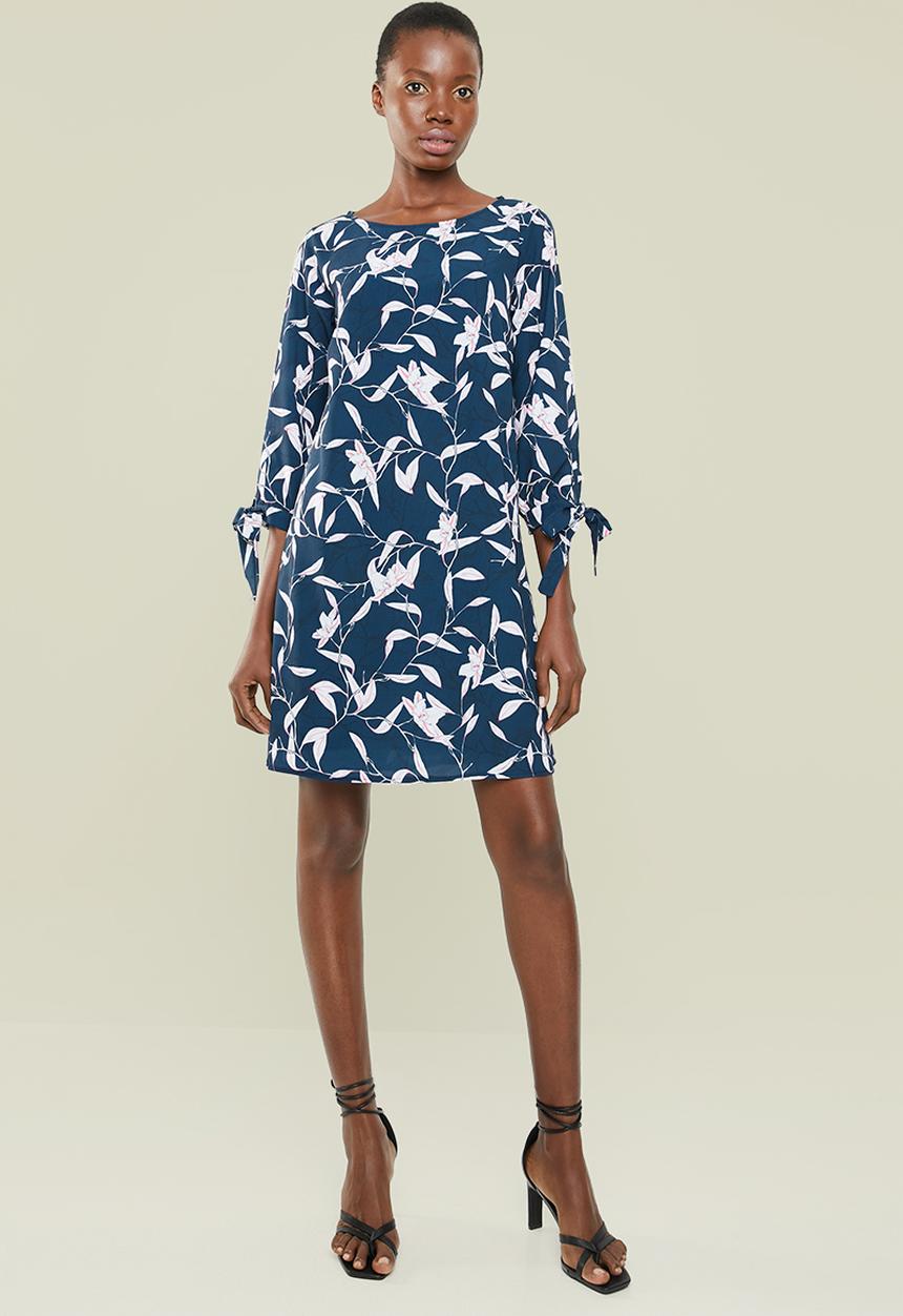 Superbalist - A-line dress with ties - navy