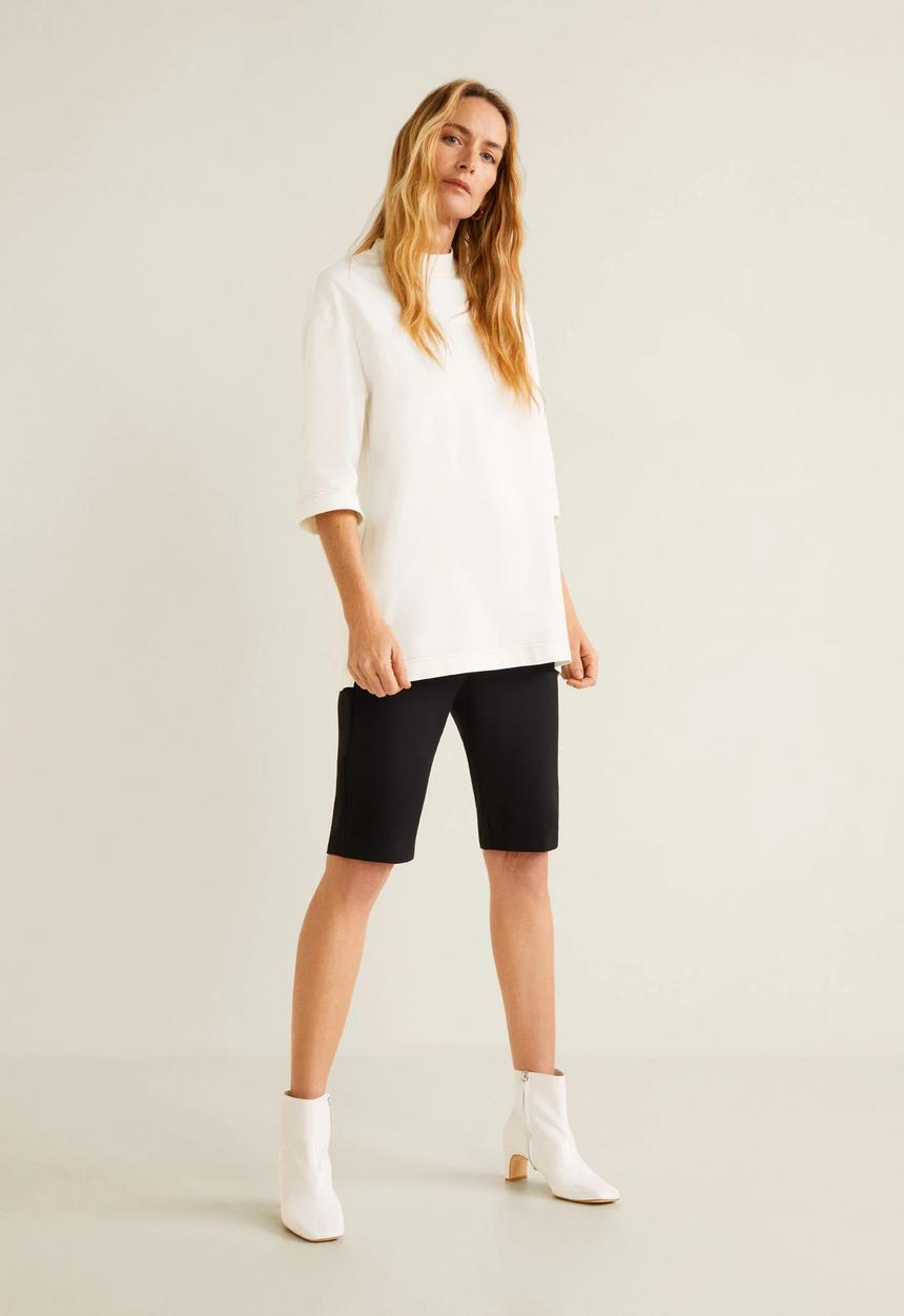 MANGO - Oversized cotton T-shirt - white
