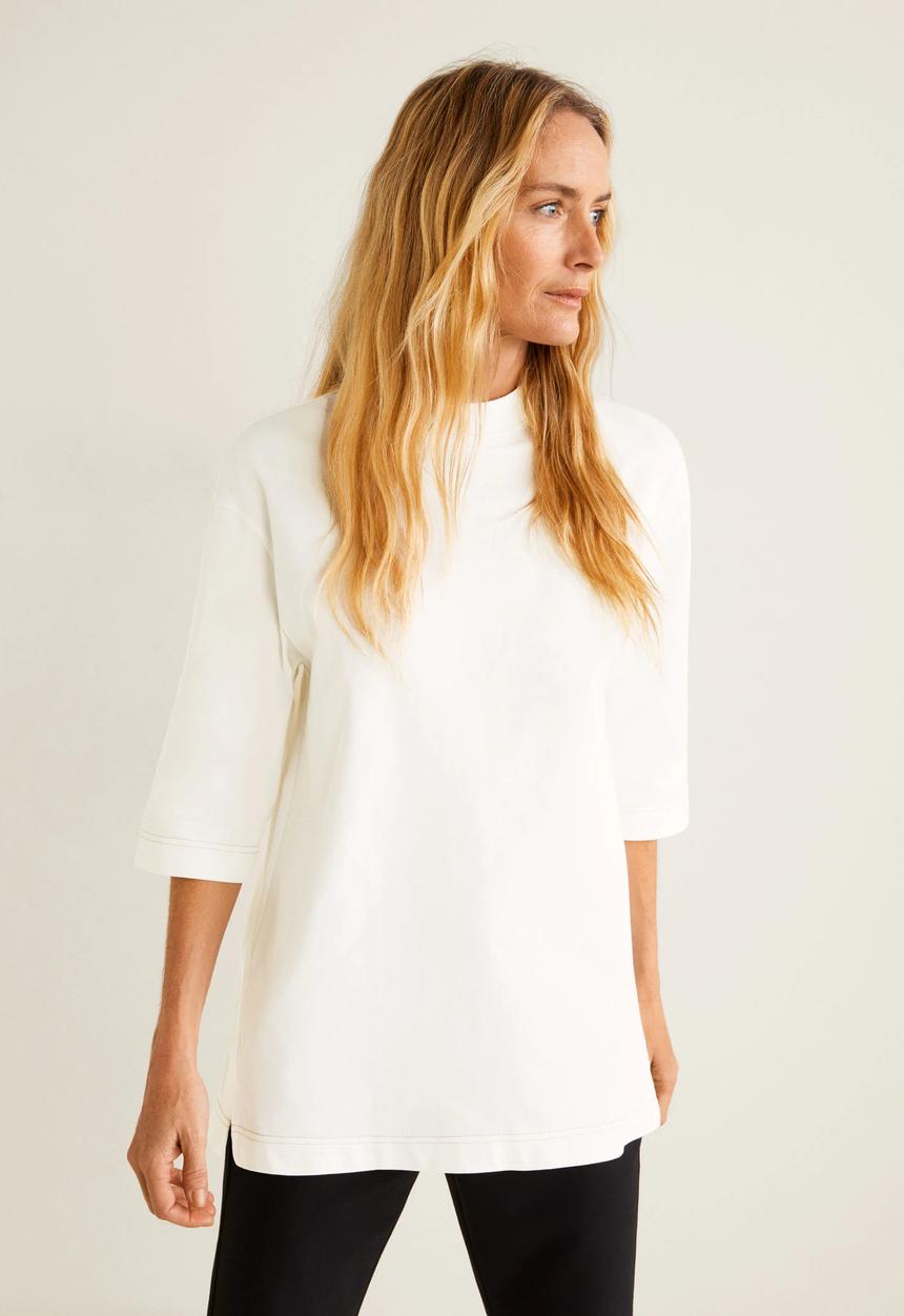 MANGO - Oversized cotton T-shirt - white