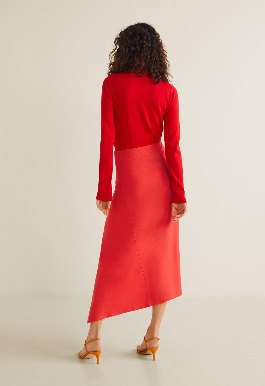 MANGO - Asymmetric midi skirt - red