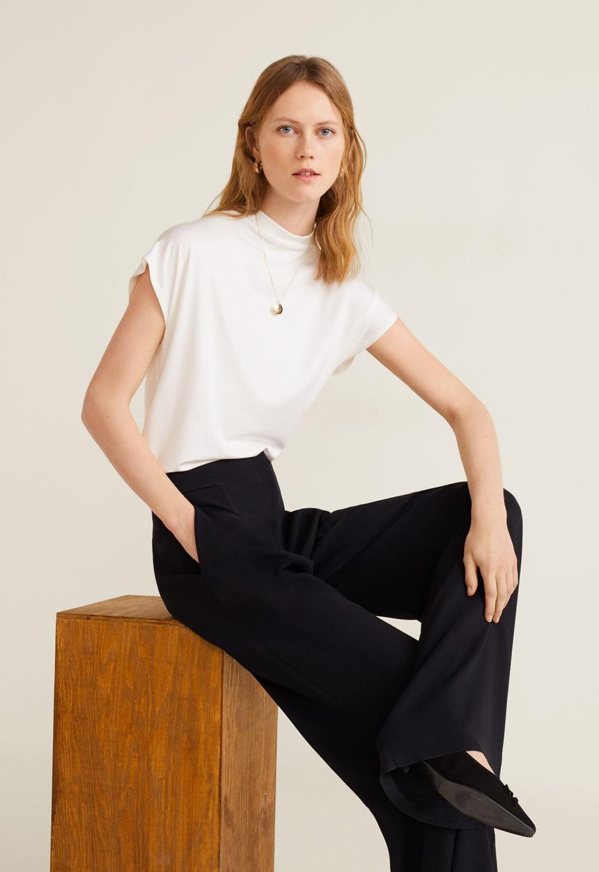 MANGO - High collar T-shirt - white