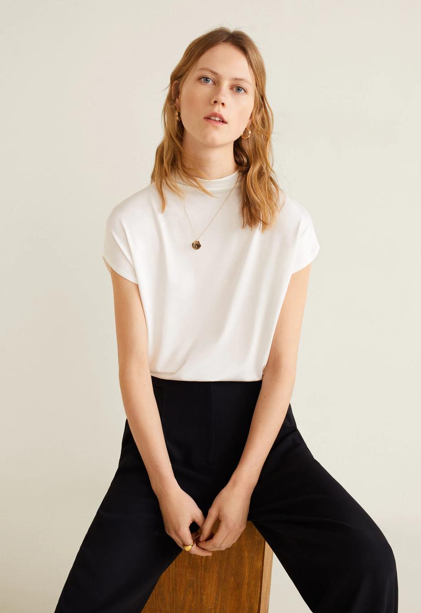 MANGO - High collar T-shirt - white