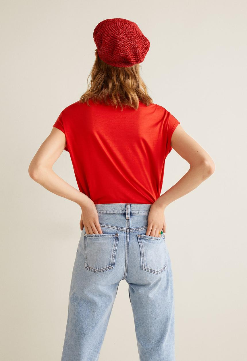 MANGO - High collar T-shirt - red