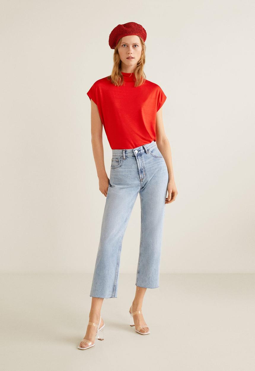 MANGO - High collar T-shirt - red