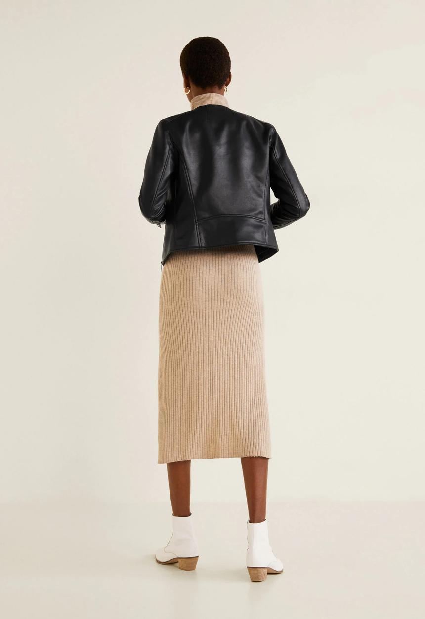 MANGO - Zipped biker jacket - black