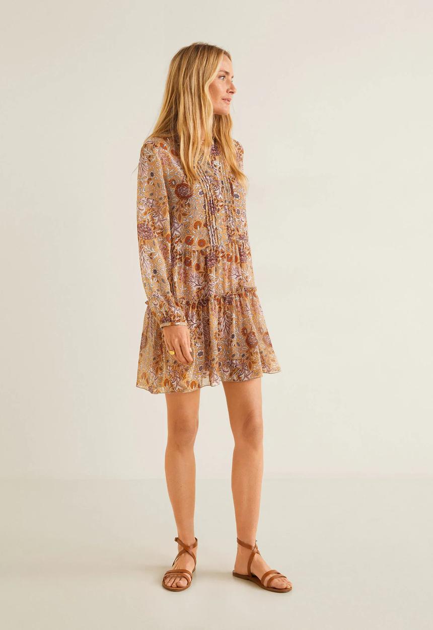 MANGO - Tiered floral dress - multi