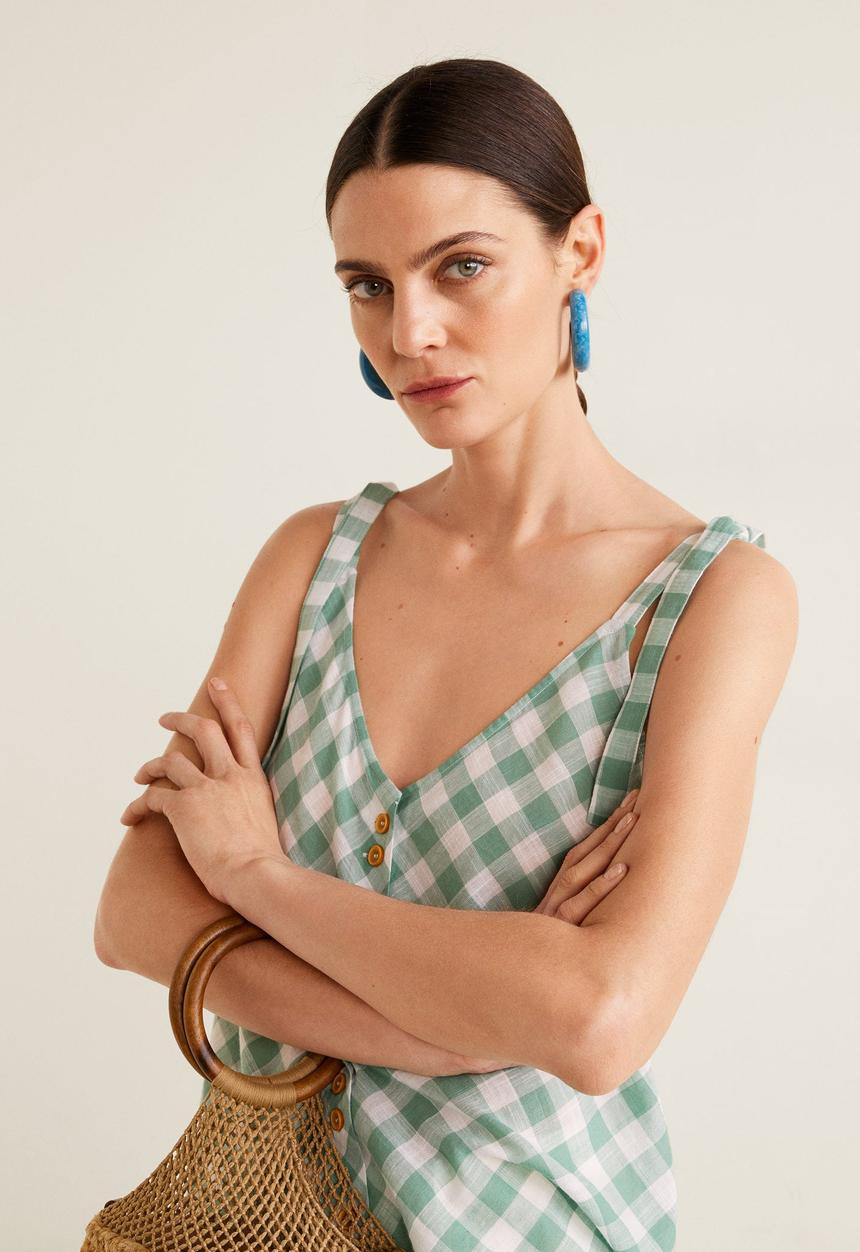 MANGO - Buttoned top with bow detail - green