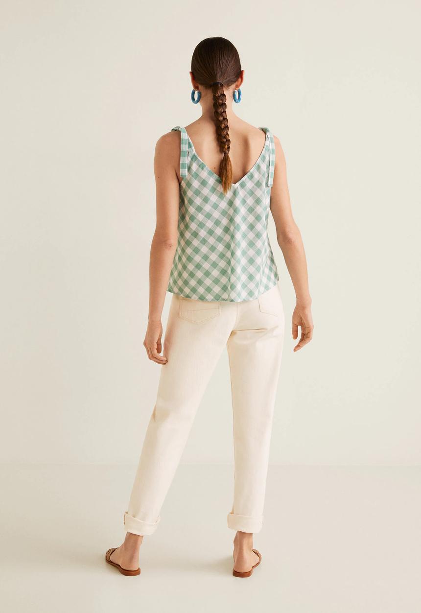 MANGO - Buttoned top with bow detail - green