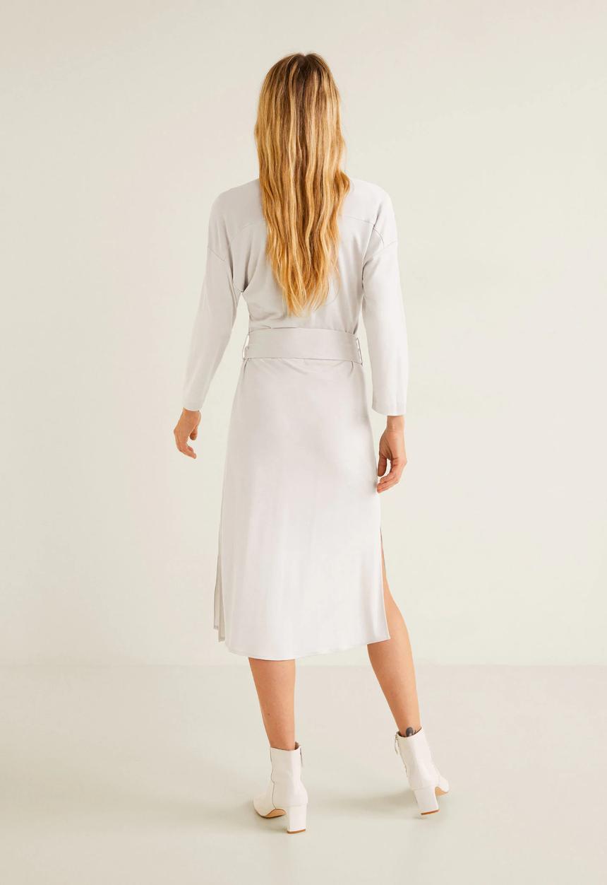 MANGO - Pleated tie-waist dress - pink