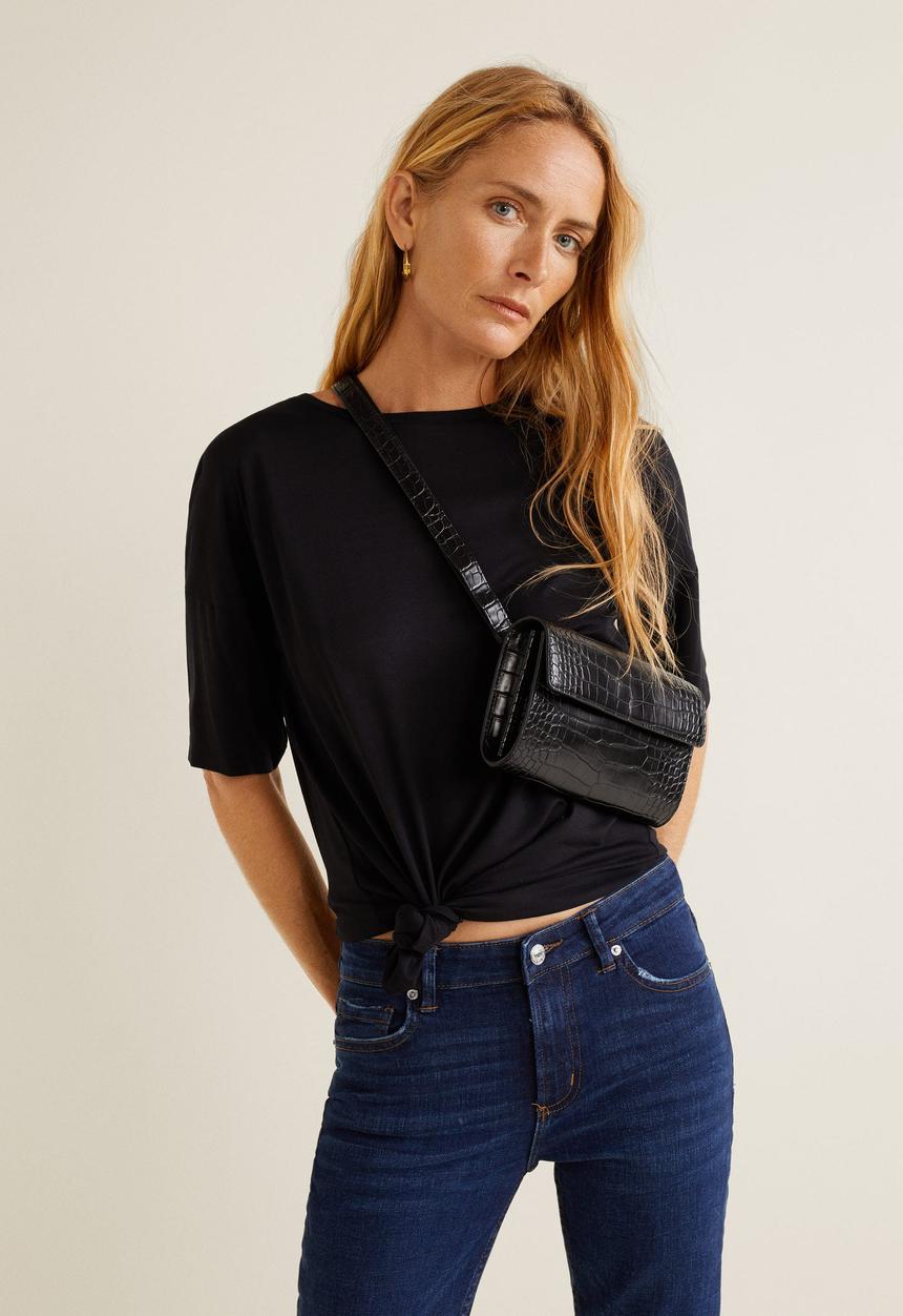 MANGO - Grace cropped straight jeans - blue 