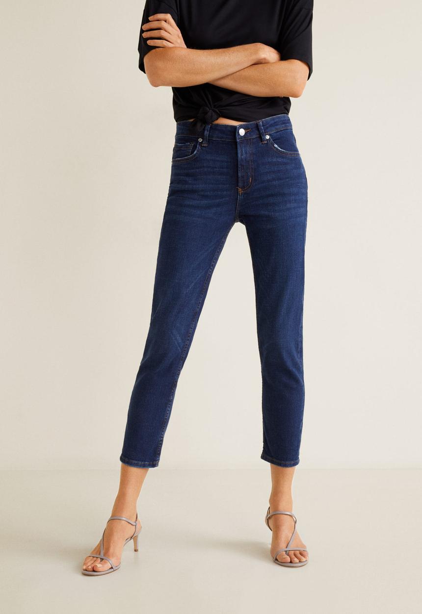 MANGO - Grace cropped straight jeans - blue 