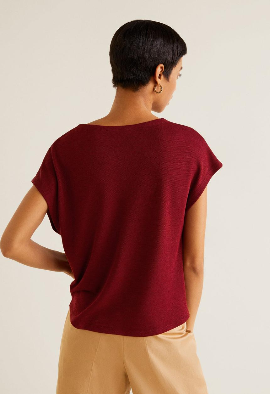 MANGO - Knot detail blouse - burgundy