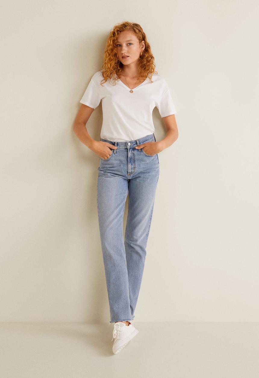 MANGO - V-neck essential T-shirt - white