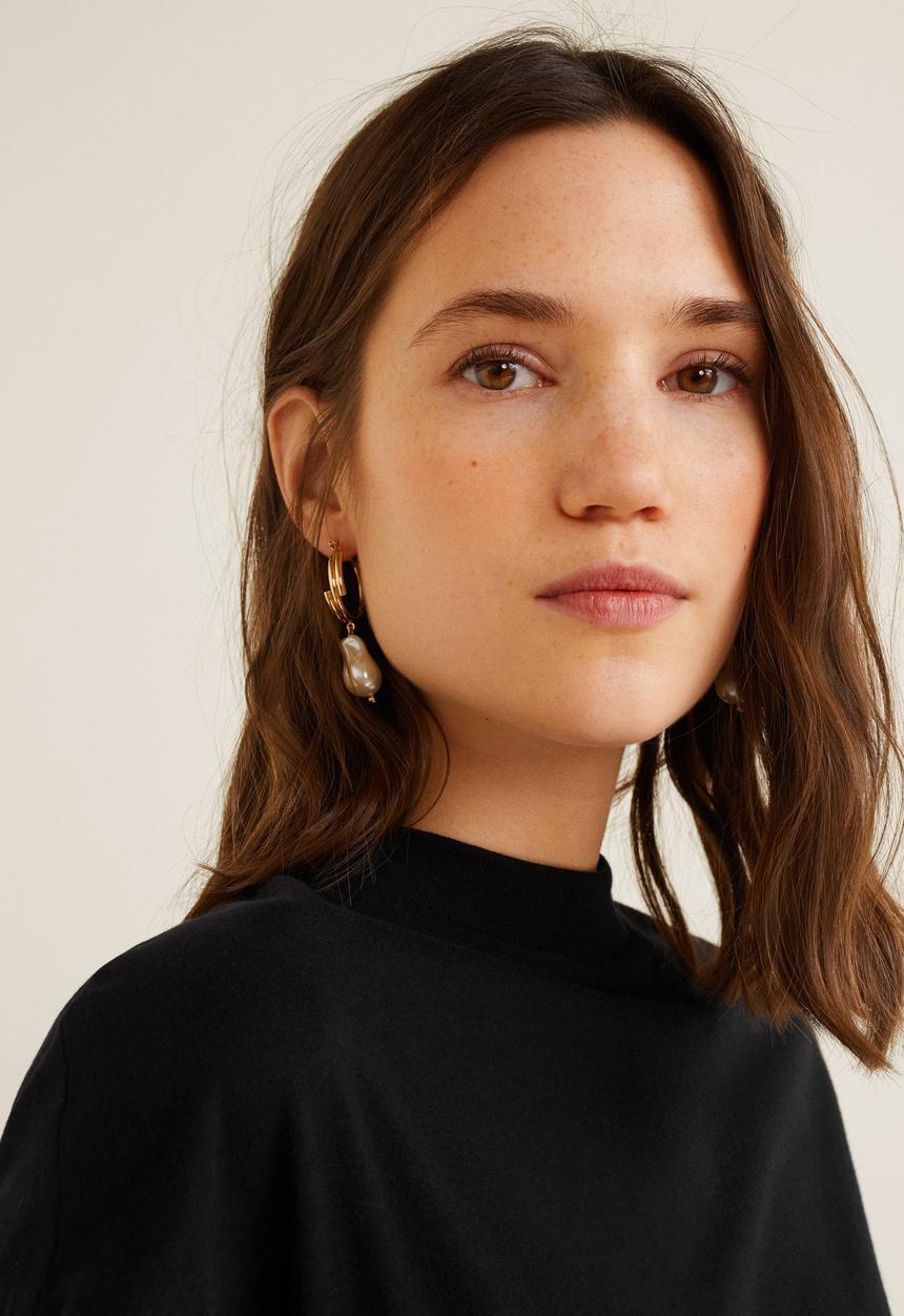 MANGO - Ribbed neck T-shirt - black