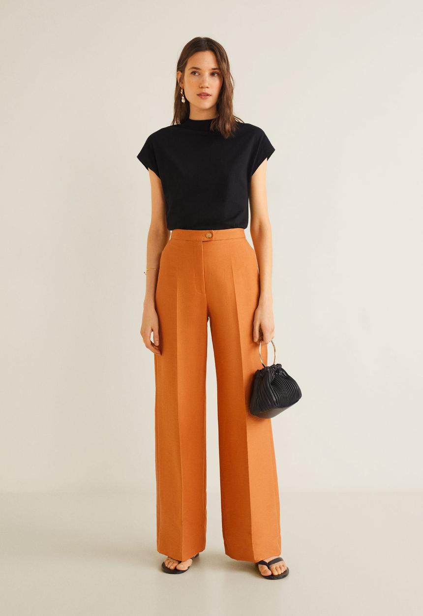 MANGO - Ribbed neck T-shirt - black