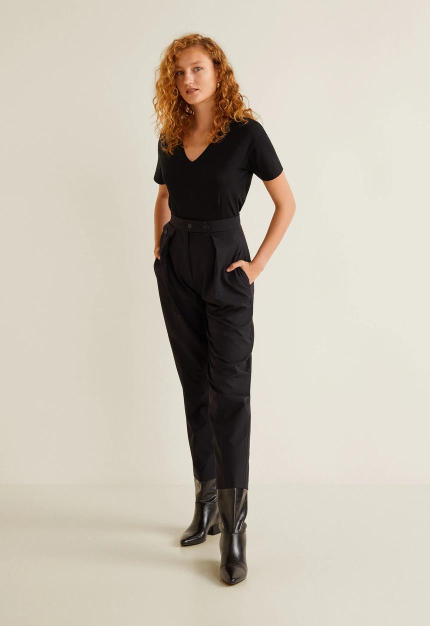 MANGO - V-neck essential T-shirt - black
