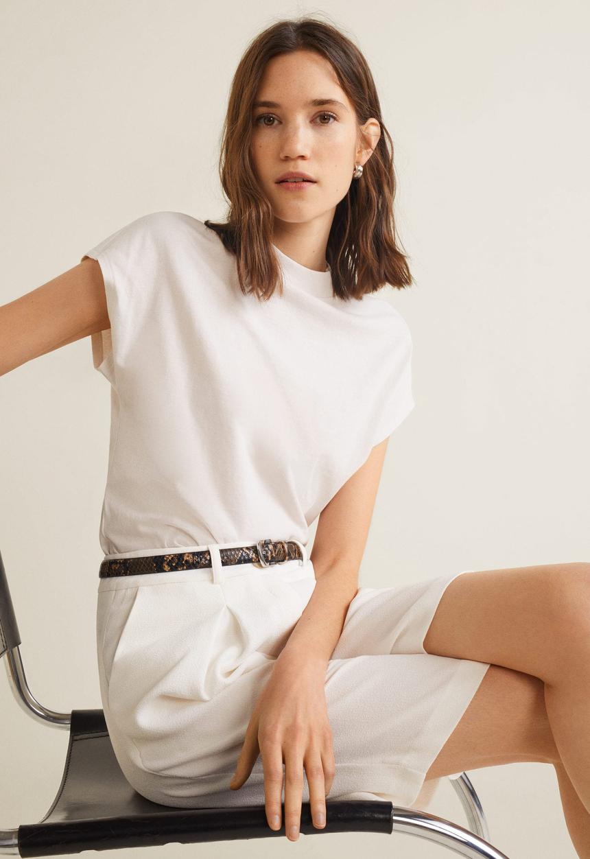MANGO - Ribbed neck T-shirt - white 