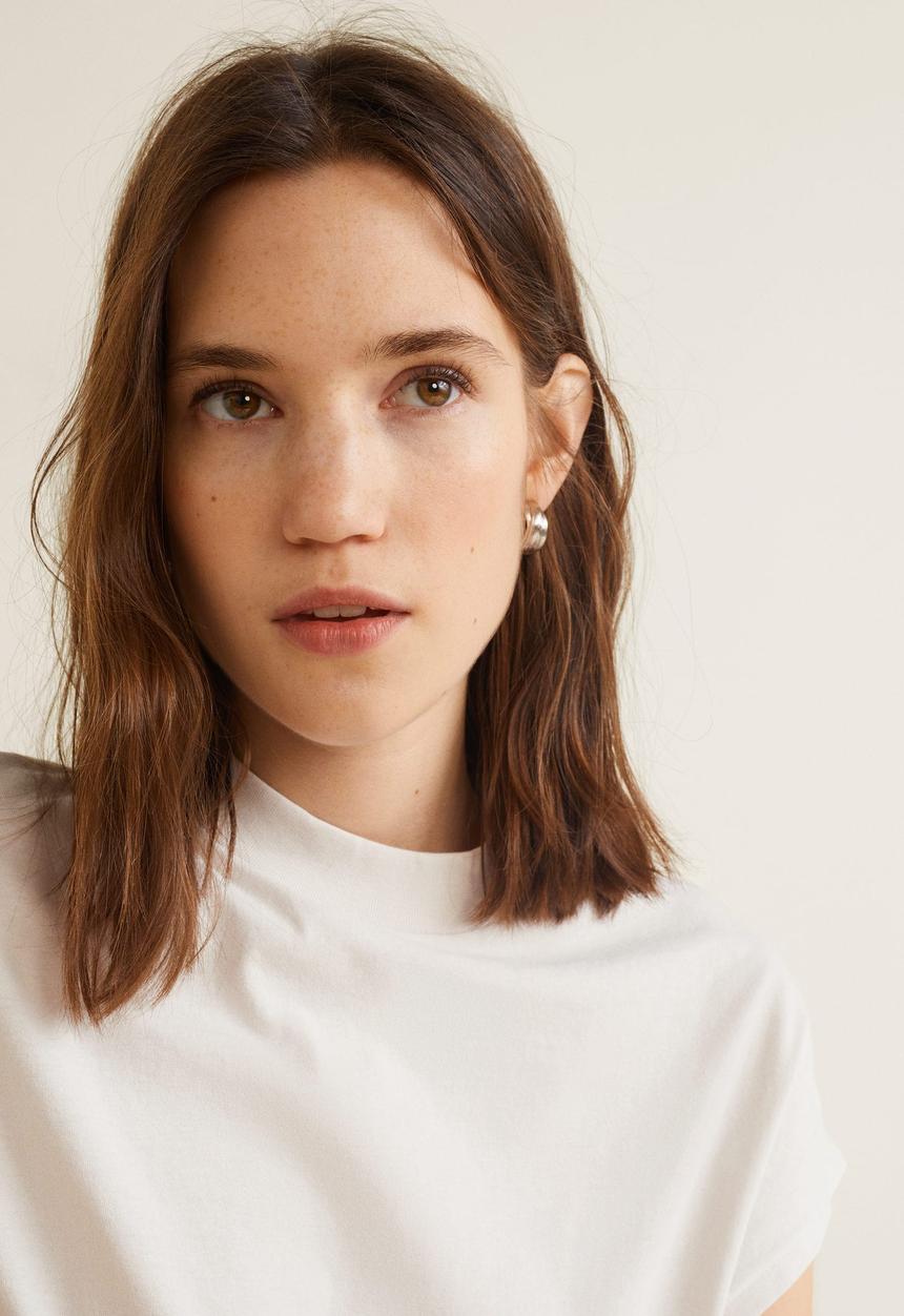 MANGO - Ribbed neck T-shirt - white 