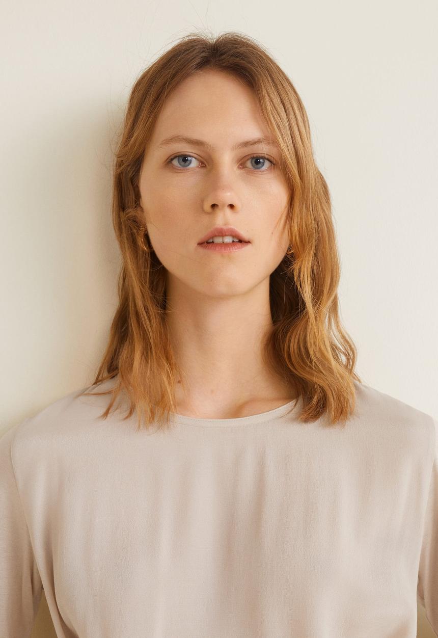 MANGO - T-shirt with tie detail - beige