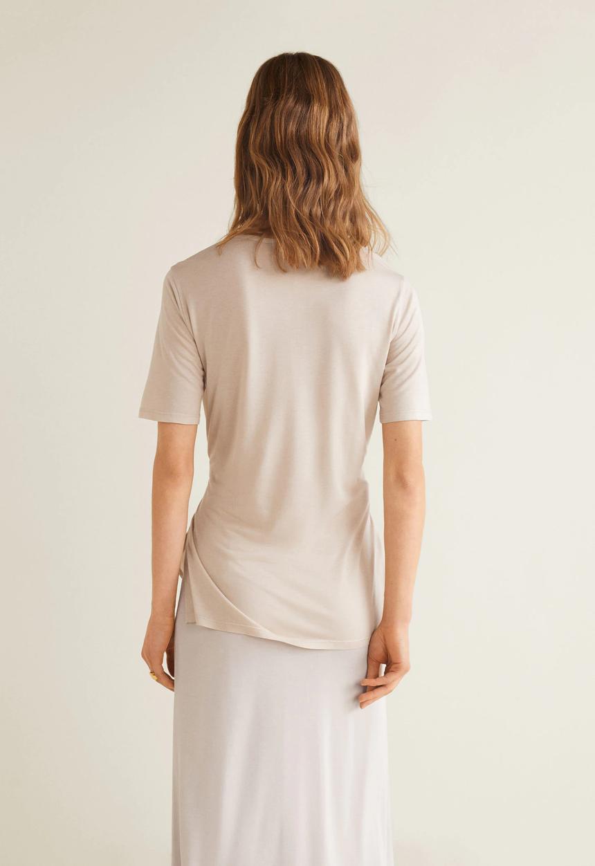 MANGO - T-shirt with tie detail - beige