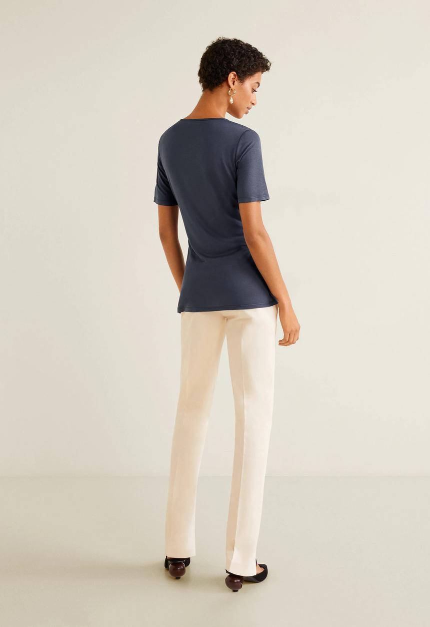 MANGO - T-shirt with tie detail - blue