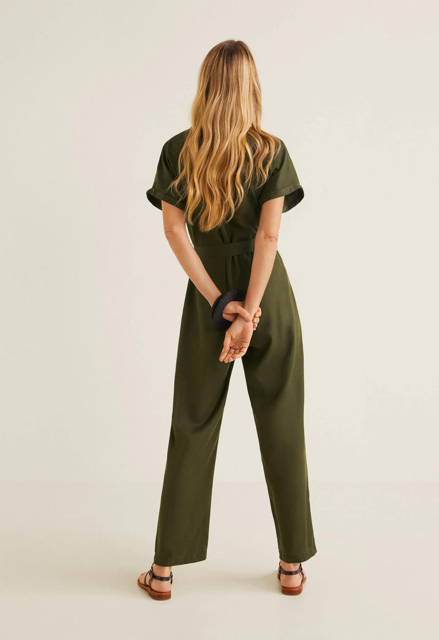 MANGO - Long button-up jumpsuit - khaki