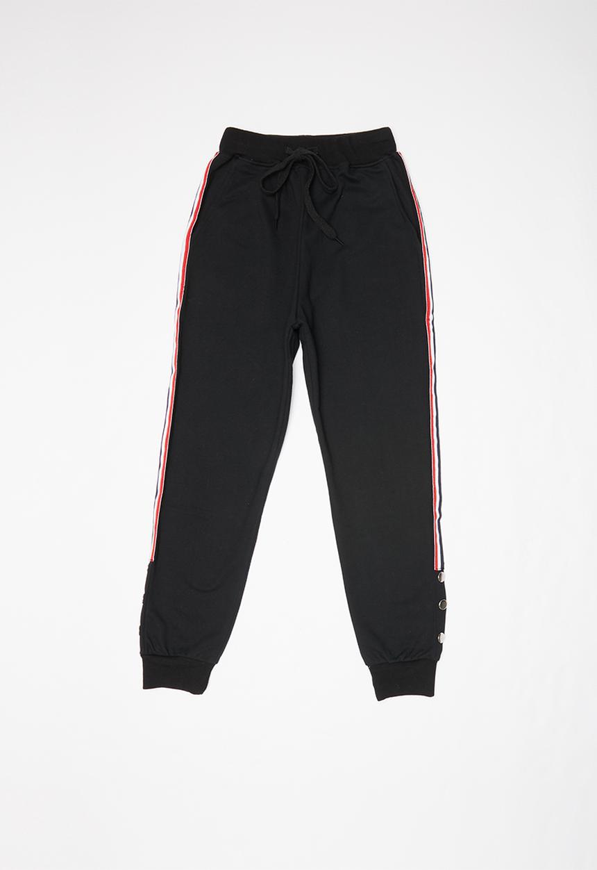 Pop Candy - Girls stripe joggers - black