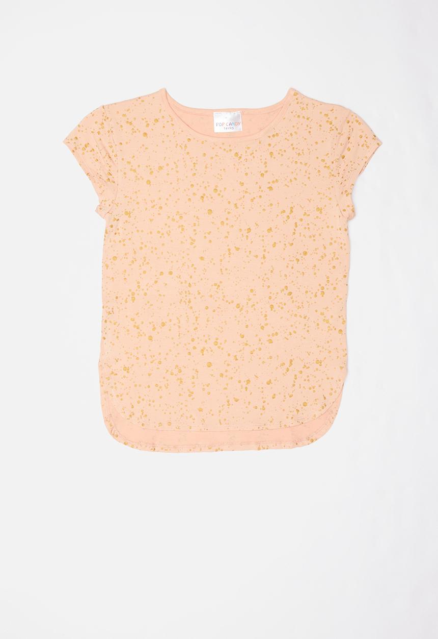 Pop Candy - Girls stretched t-shirt - peach & gold