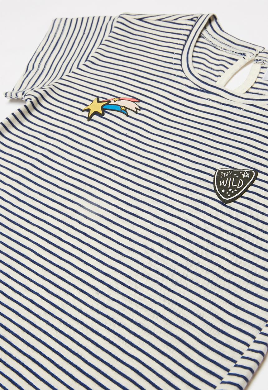 Pop Candy - Pg knit tee - white & navy 