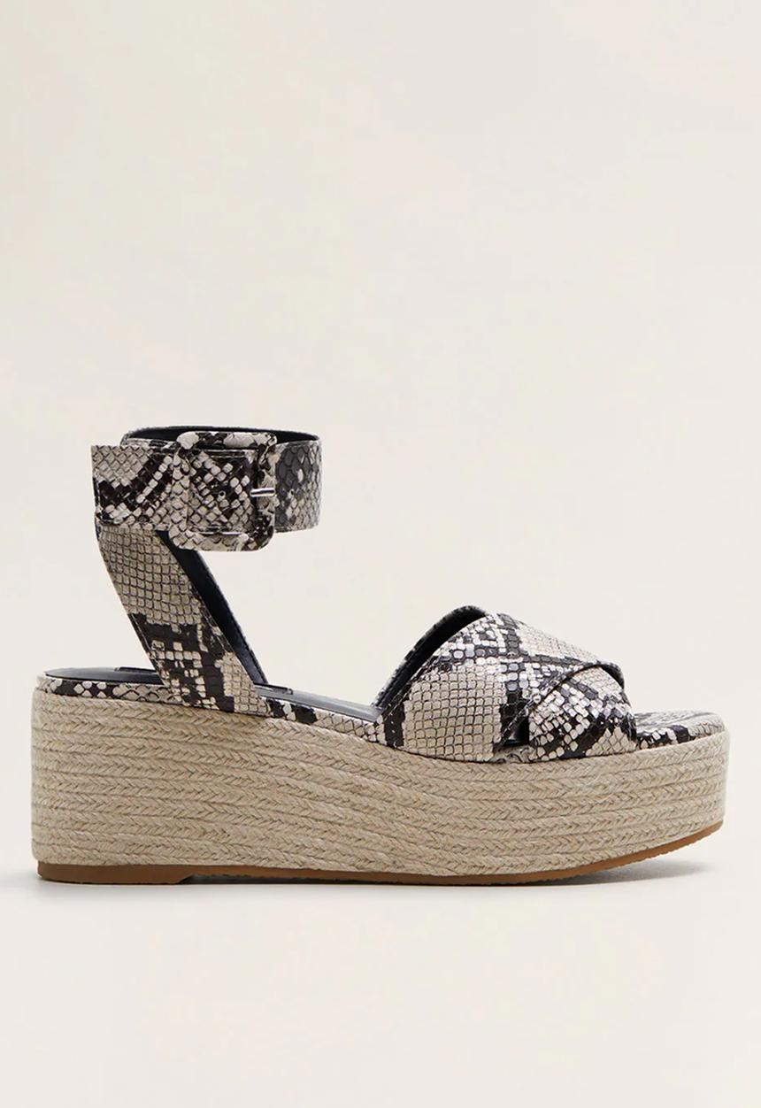 MANGO - Snakeskin faux leather platform heel - multi