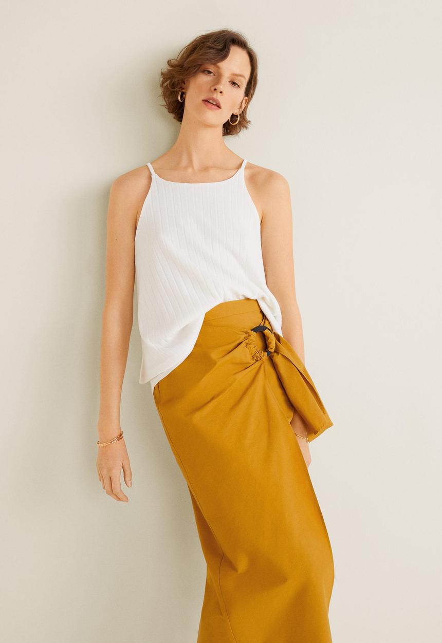 MANGO - Ribbed soft top - white