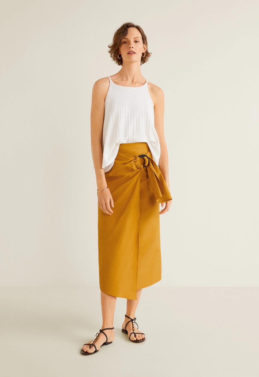 MANGO - Ribbed soft top - white