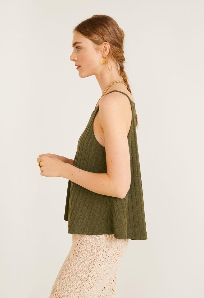 MANGO - Ribbed soft top - khaki