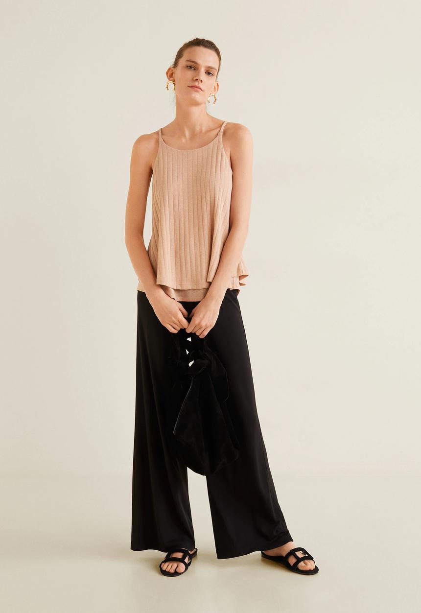 MANGO - Ribbed soft top - beige