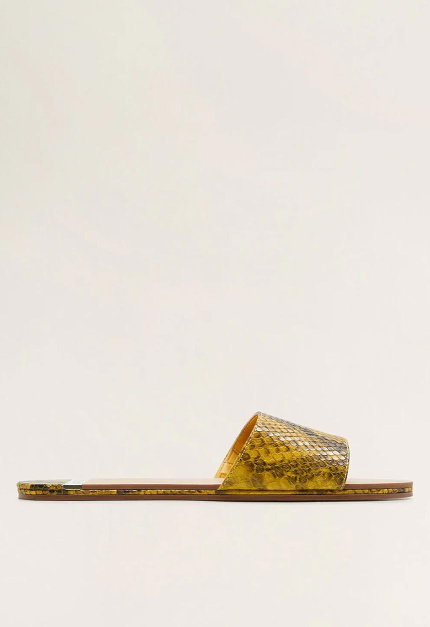 MANGO - Snakeskin faux leather sandal - medium yellow