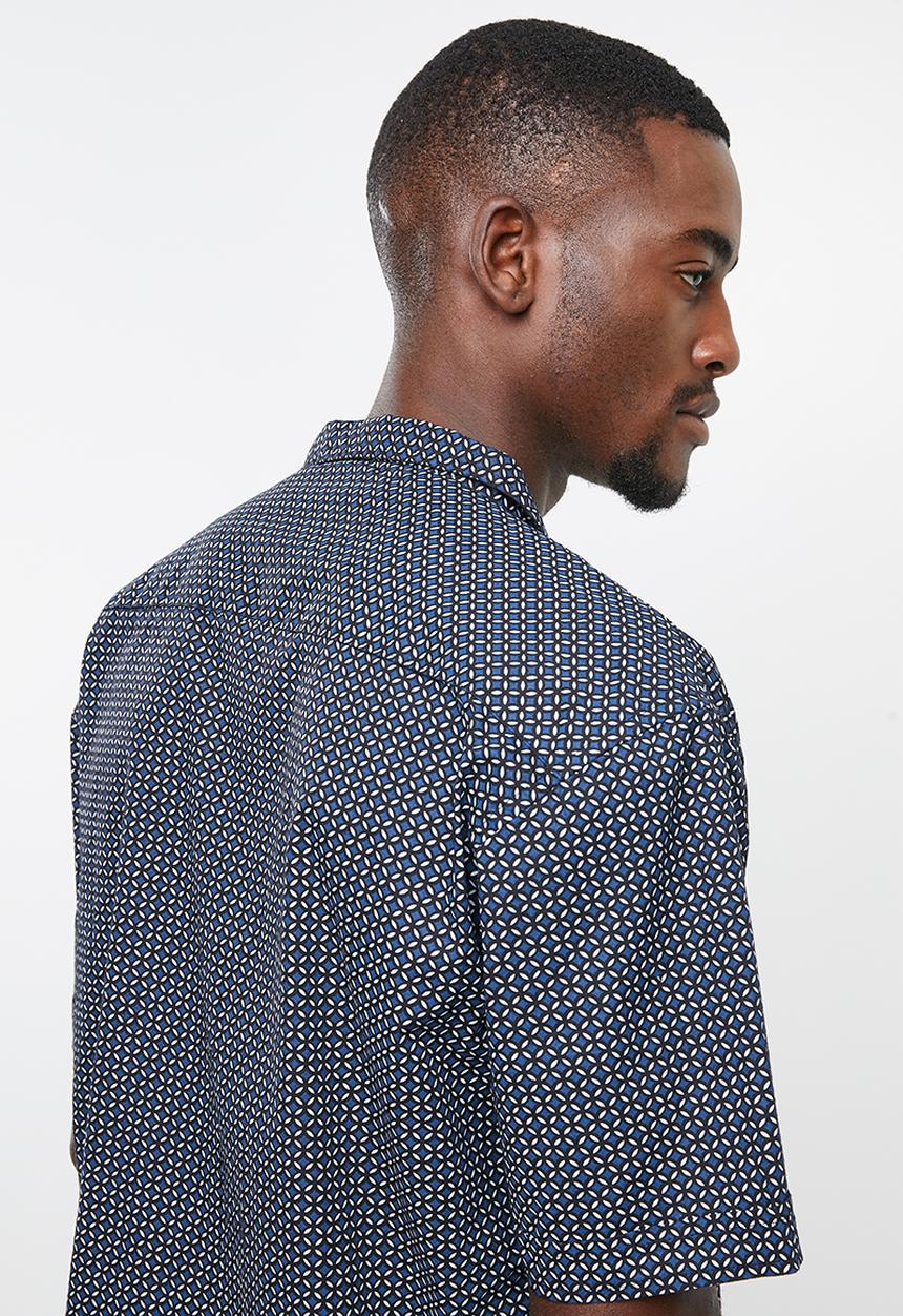 STYLE REPUBLIC - Afro geo bowler shirt - navy