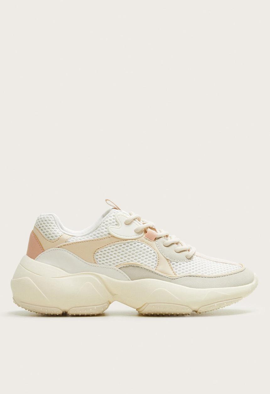 MANGO - Irene faux sneaker - white & peach