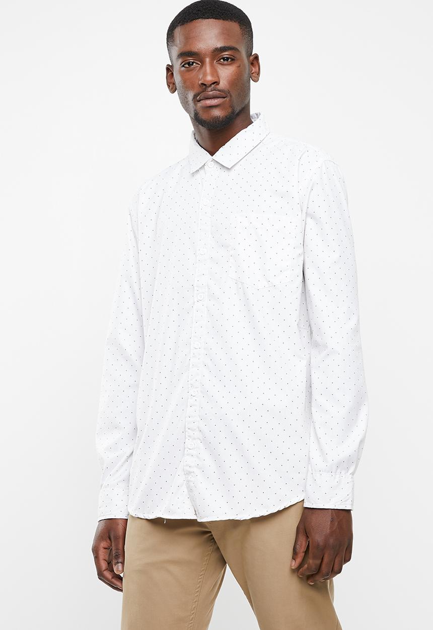 STYLE REPUBLIC - Pin point striped long sleeve shirt -white & black