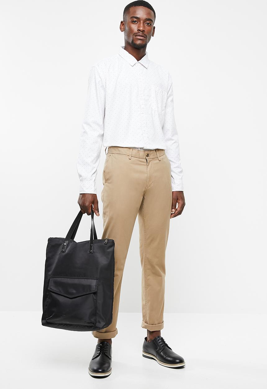 STYLE REPUBLIC - Pin point striped long sleeve shirt -white & black