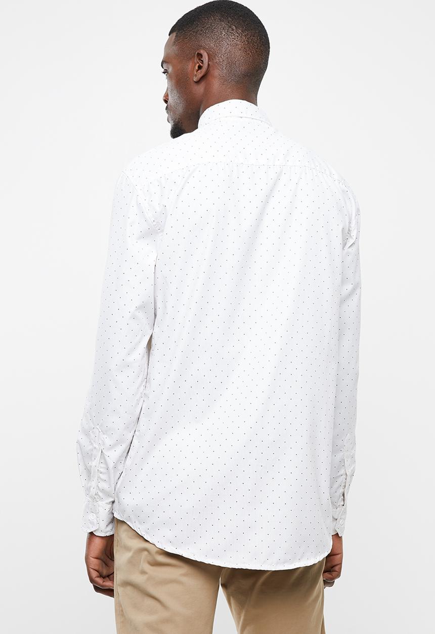 STYLE REPUBLIC - Pin point striped long sleeve shirt -white & black