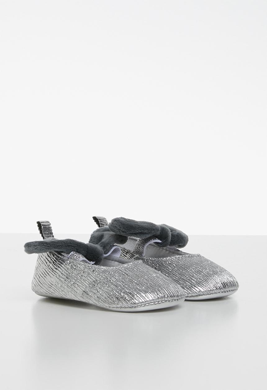 Pop Candy - Pump with velvet bow - silver & navy 