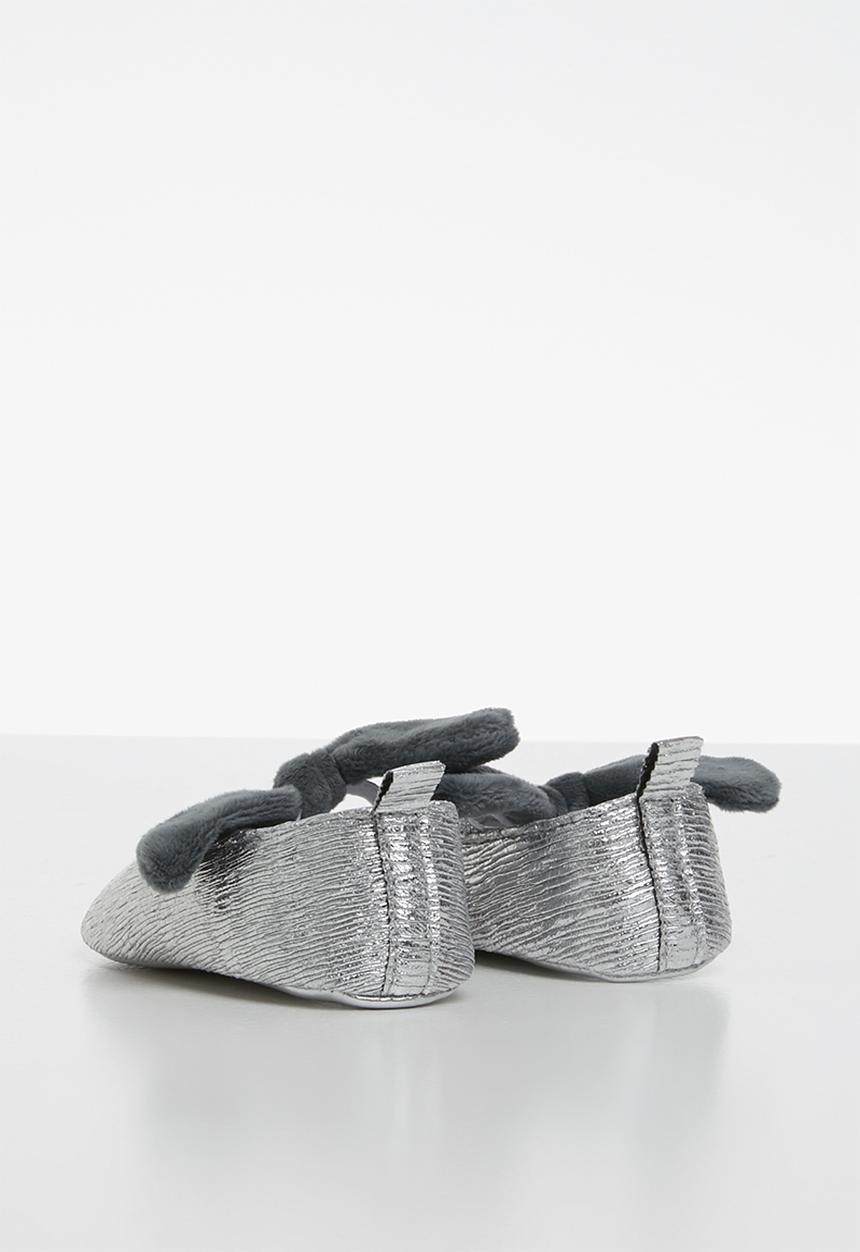 Pop Candy - Pump with velvet bow - silver & navy 