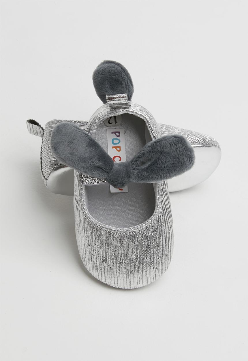 Pop Candy - Pump with velvet bow - silver & navy 