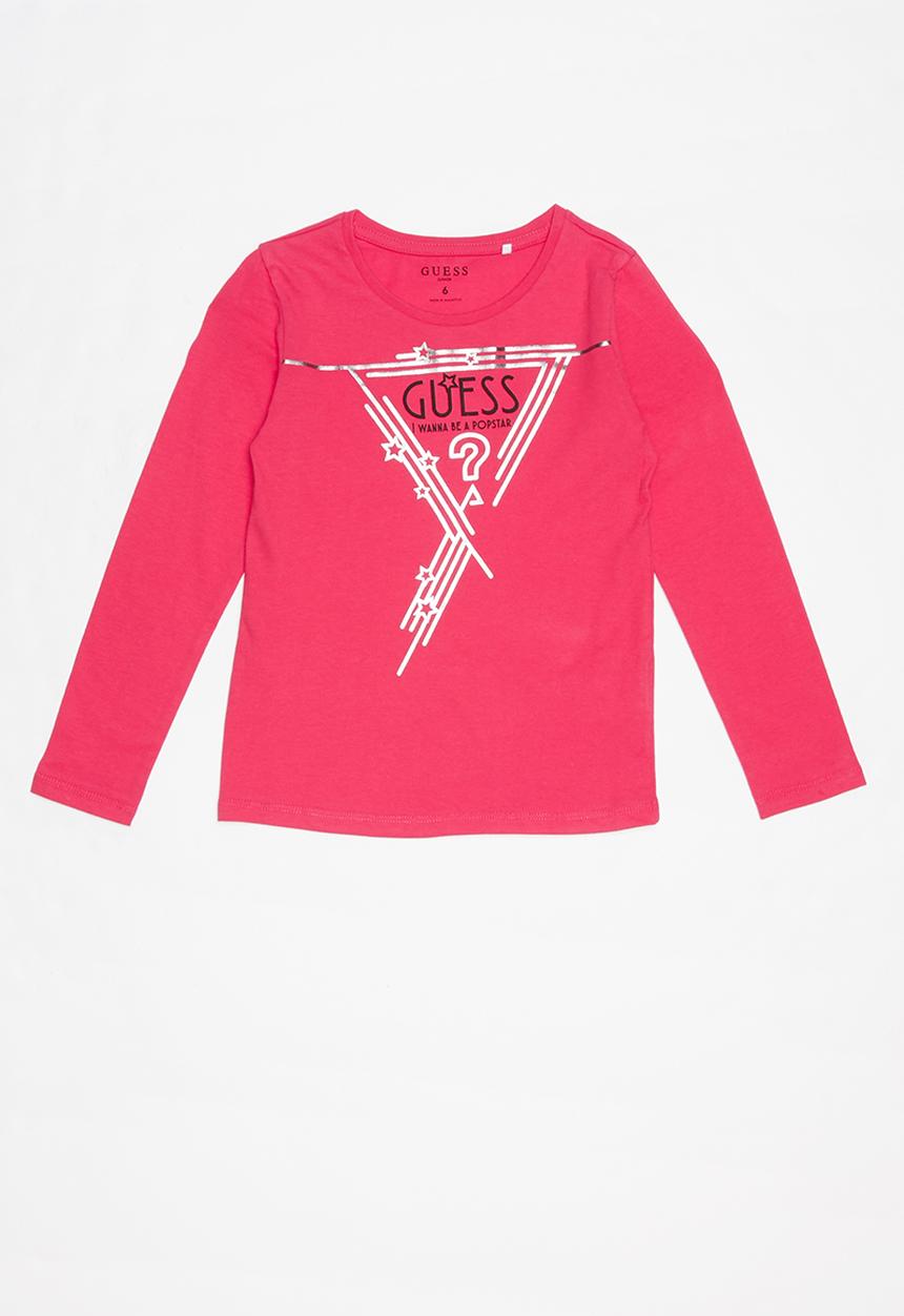 GUESS - Long sleeve popstar tri tee - pink
