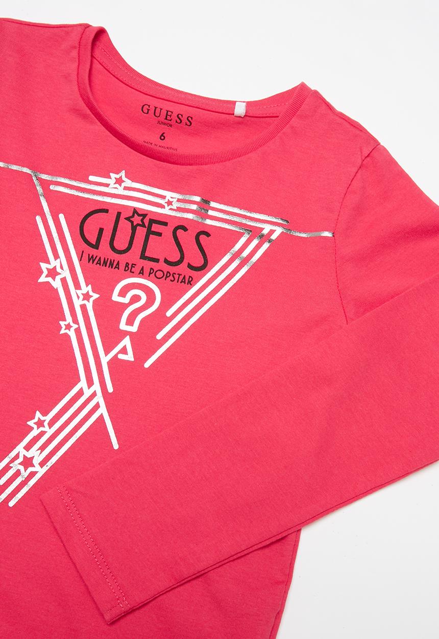 GUESS - Long sleeve popstar tri tee - pink