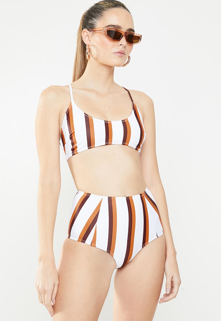 Missguided - Stripe high waisted bikini brief - multi