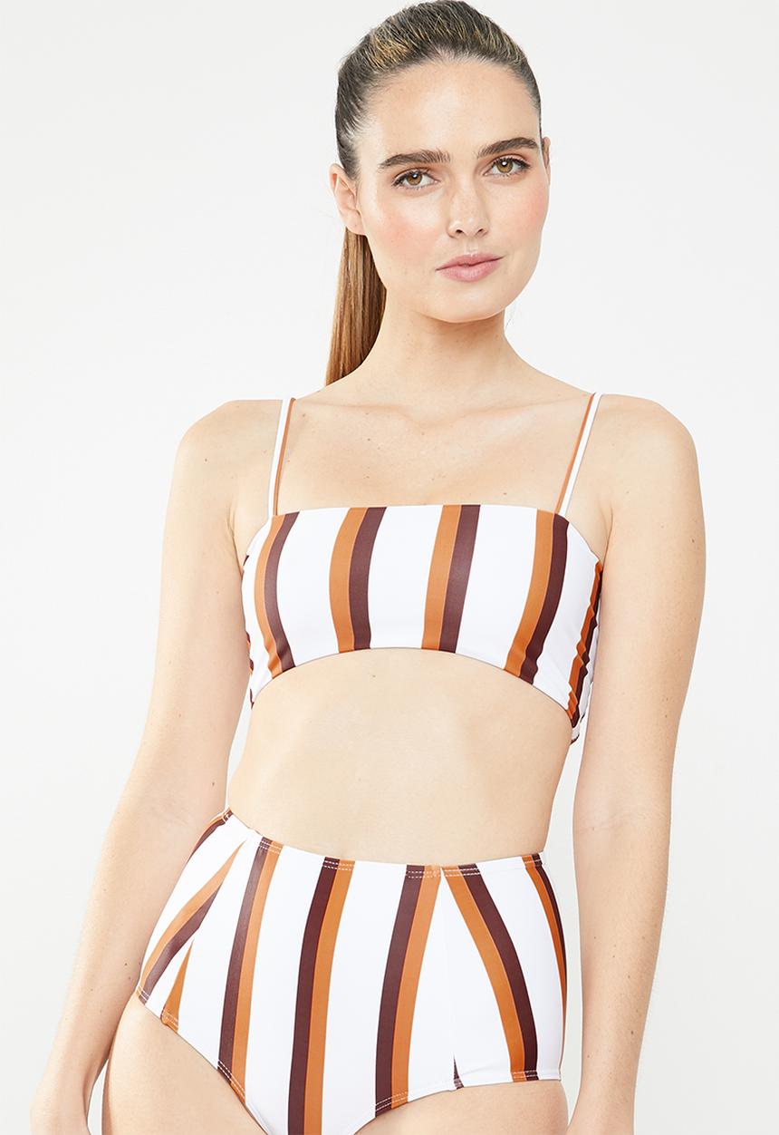 Missguided - Stripe clean longline bikini top - multi