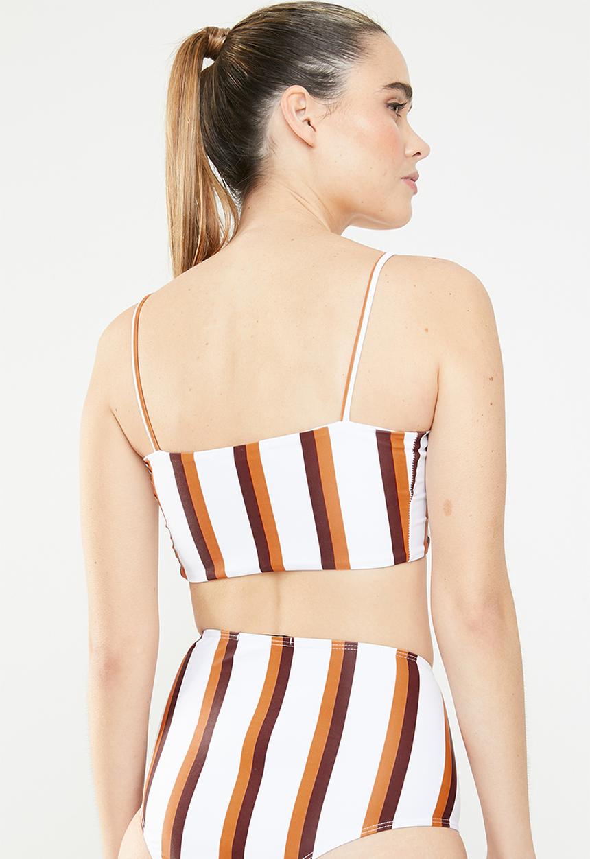 Missguided - Stripe clean longline bikini top - multi