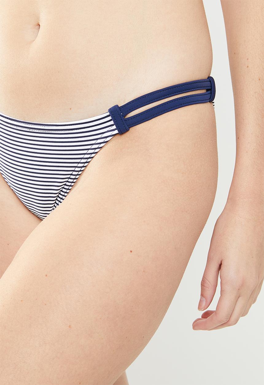 Sun Love - Stripe tie bikini bottoms - blue & white