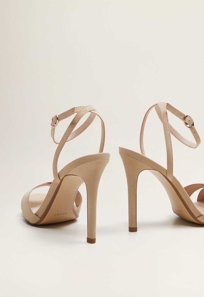 MANGO - Faux suede ankle bracelet stiletto heel - light beige